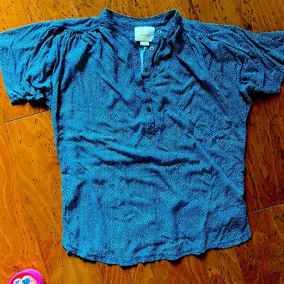 Maeve Anthropology t-shirt, size small teal pattern - Picture 2 of 5
